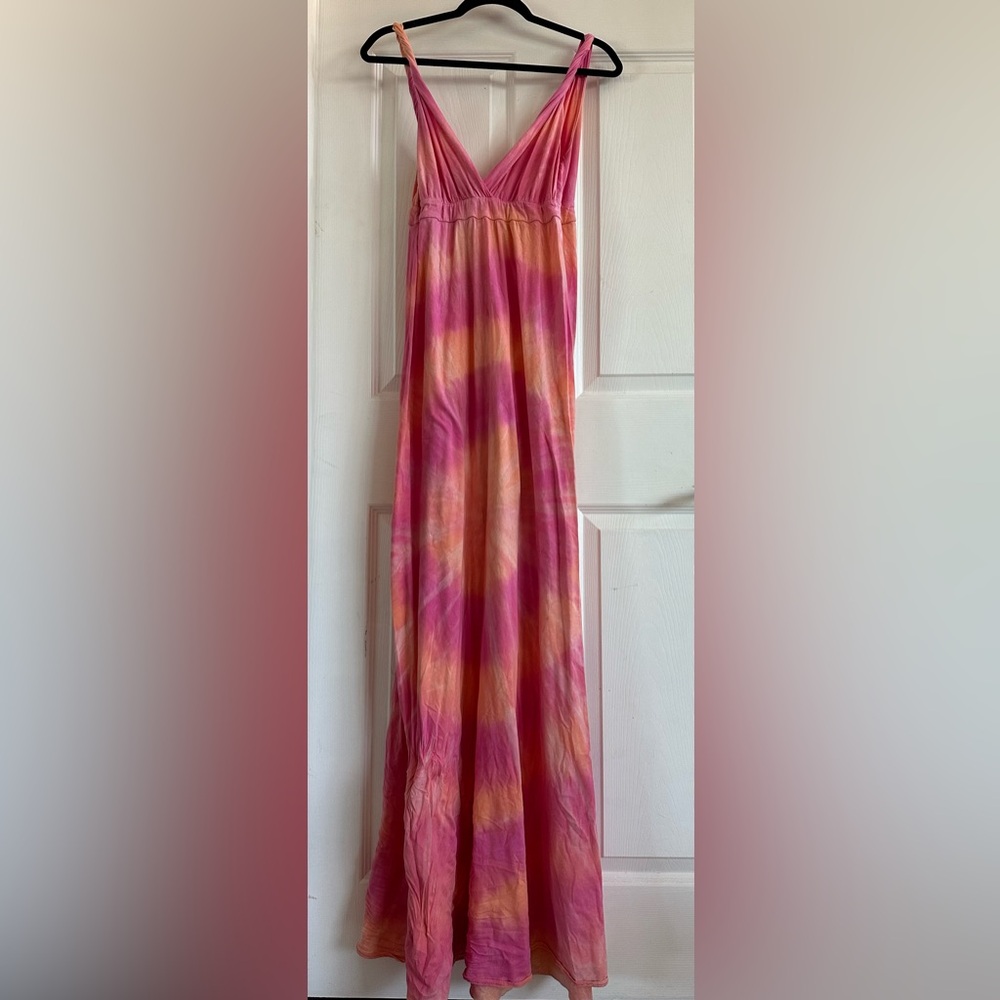 Gypsy 05 Pink & Orange Tie-Dye V-Neck Maxi Dress